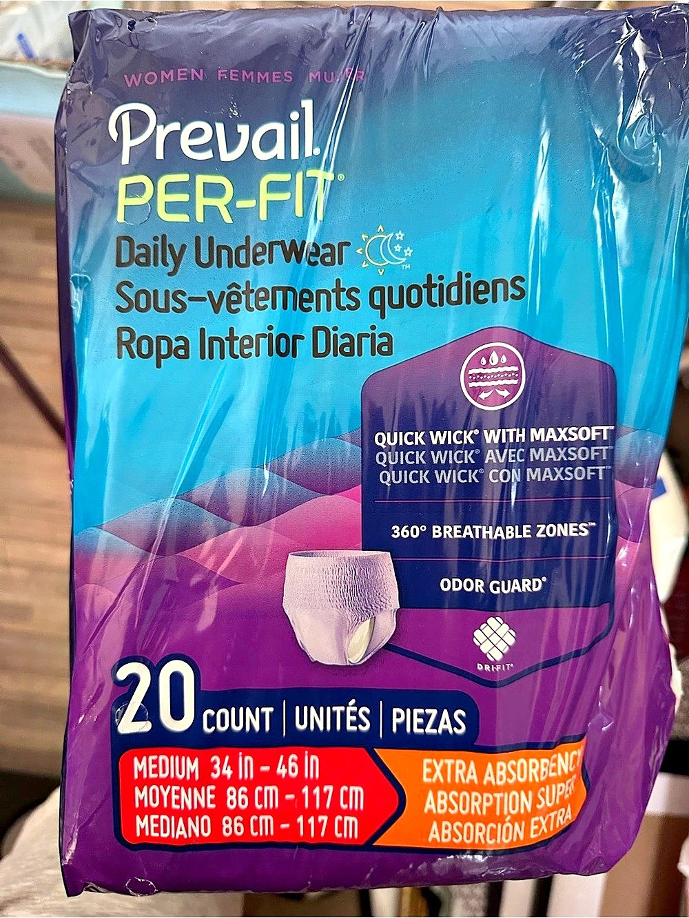 Prevail PER-FIT Daily Underwear Women's Medium 20-Count Underwear NWT